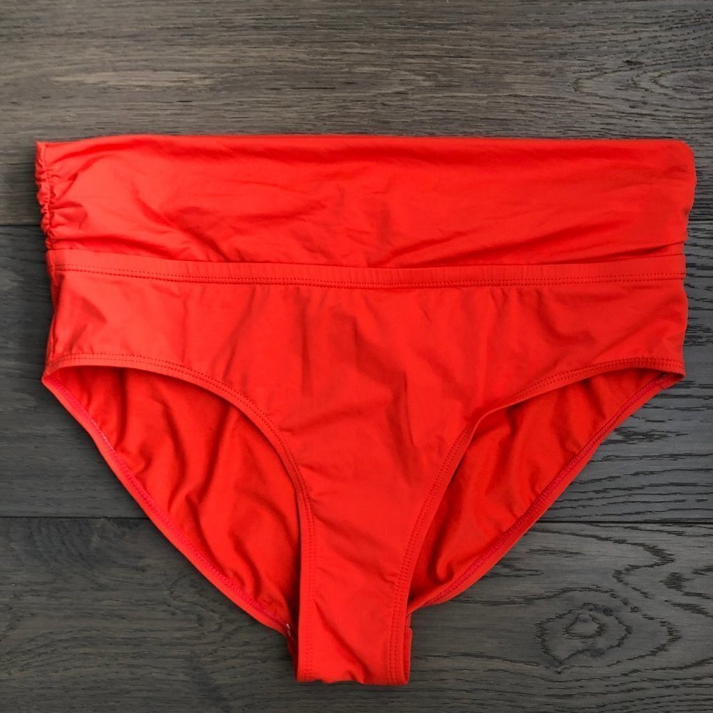 Jones New York Nylon Spandex Bikini Bottoms w Ruched Sides Orange Sz 12 NWOT